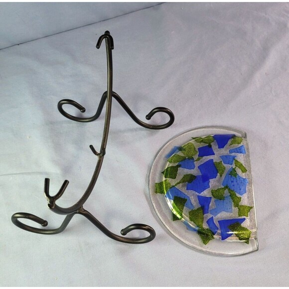 Unusual Shape Flower Vase Vintage RARE Hand Crafted Glass Flower - Picture 6 of 9